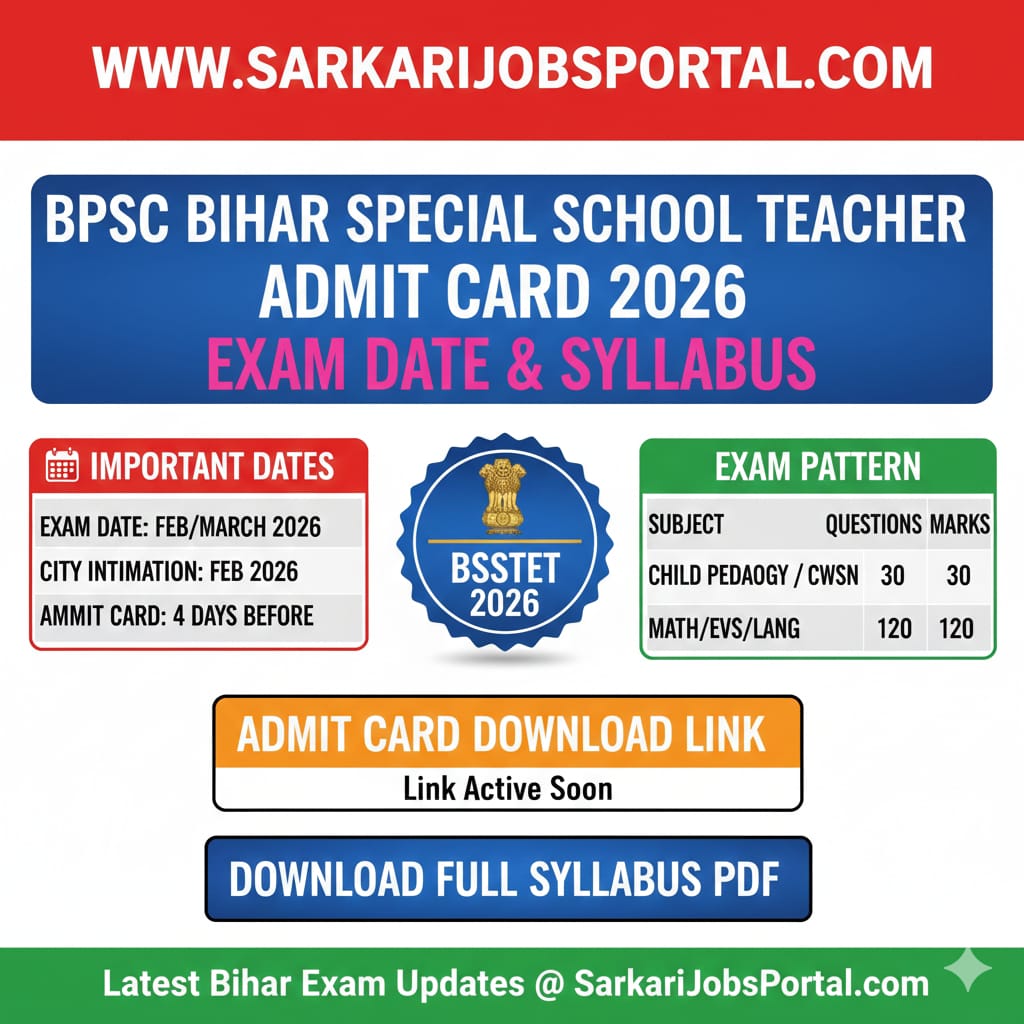 You are currently viewing BPSC Bihar Special School Teacher Admit Card 2026: Exam Date, Syllabus aur Download Link
