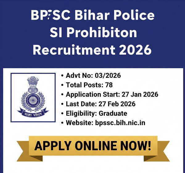 You are currently viewing BPSSC Bihar Police SI Prohibition Recruitment 2026 Apply Online Link Active