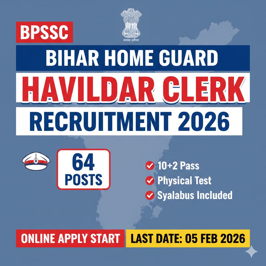 You are currently viewing Bihar Home Guard Havildar Clerk Recruitment 2026 Apply Online & Syllabus,Exam Pattern Full Details