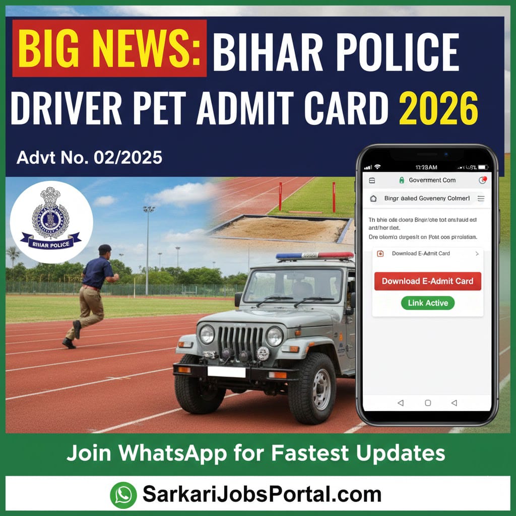 You are currently viewing Bihar Police Constable Driver PET Admit Card 2026: Advt 02/2025 Physical Test Date & Link