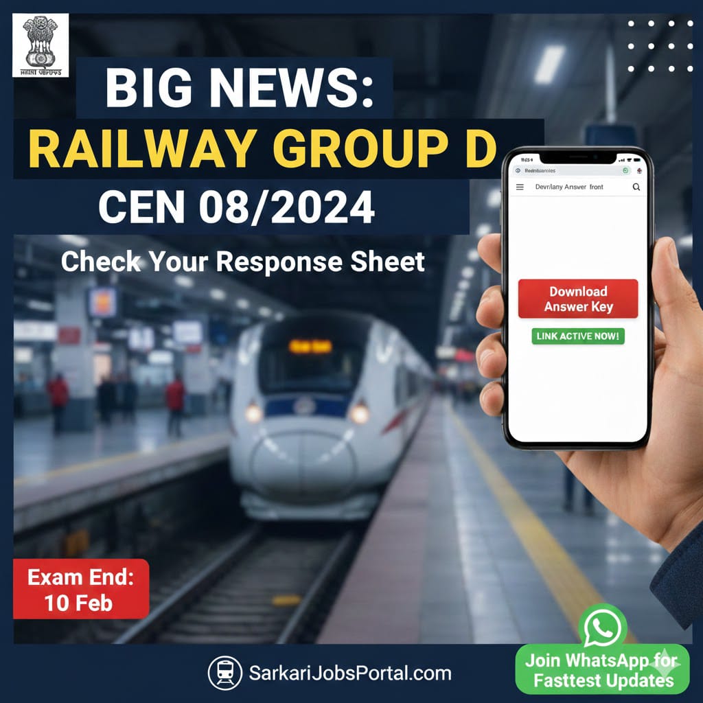 You are currently viewing Railway RRB Group D Answer Key 2026 Out (CEN 08/2024): Check Your Response Sheet & Objection Link